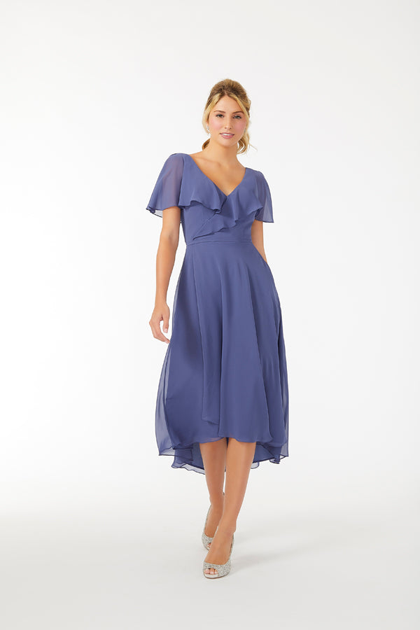 Navy mid 2025 length bridesmaid dress