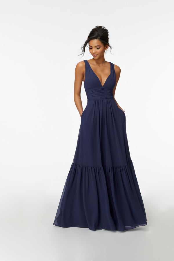 Mori lee navy outlet bridesmaid dress