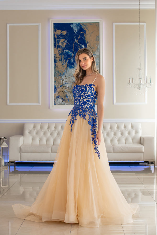 Navy and hotsell gold formal dress